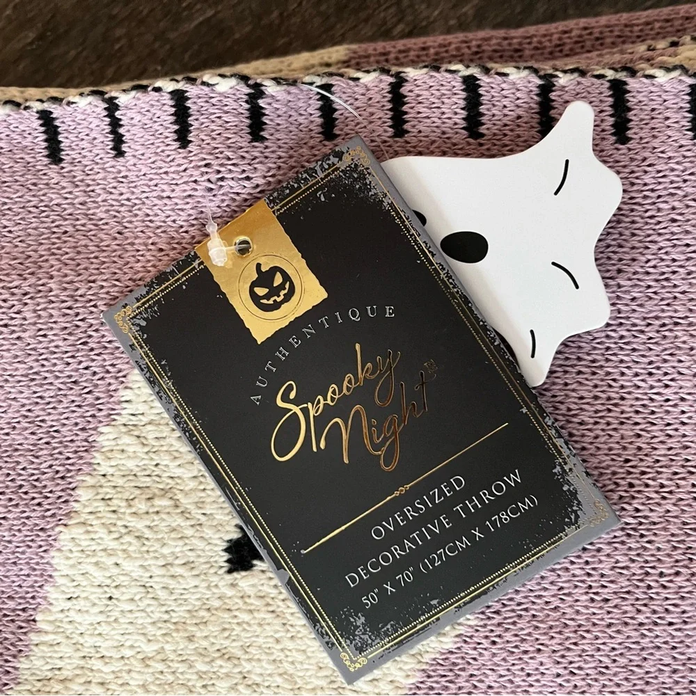Spooky Night Halloween Blanket throw! Lavender and white!